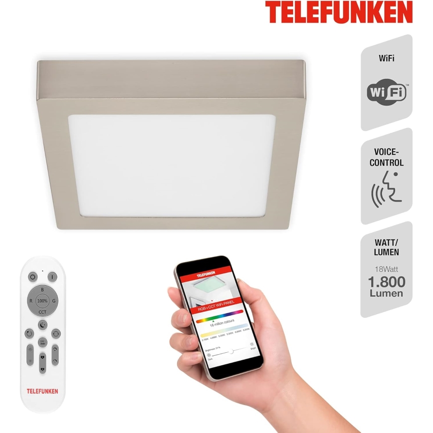 Telefunken 309602TF - LED RGBW Stmívatelné stropní svítidlo LED/18W/230V 2700-6500K Wi-Fi Tuya