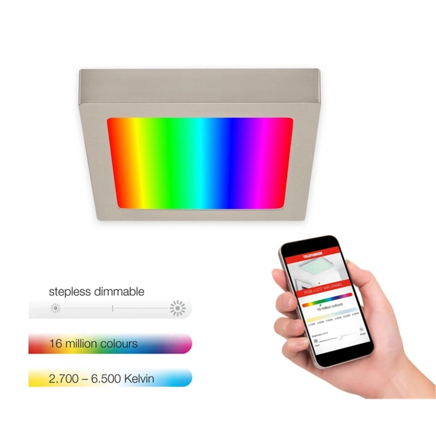 Telefunken 309702TF - LED RGB Stmívatelné stropní svítidlo LED/23W/230V 2700-6500 Wi-Fi Tuya matný chrom