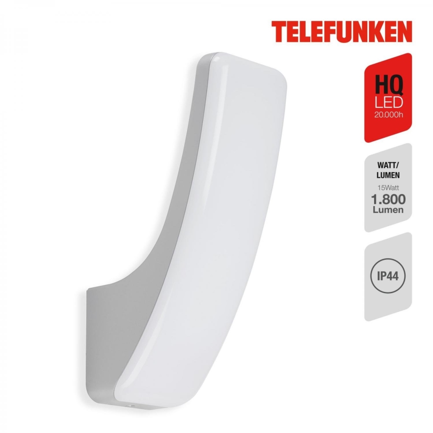 Telefunken 311604TF - LED Venkovní nástěnné svítidlo LED/15W/230V IP44 stříbrná