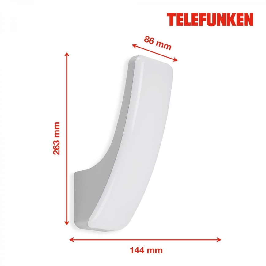 Telefunken 311604TF - LED Venkovní nástěnné svítidlo LED/15W/230V IP44 stříbrná