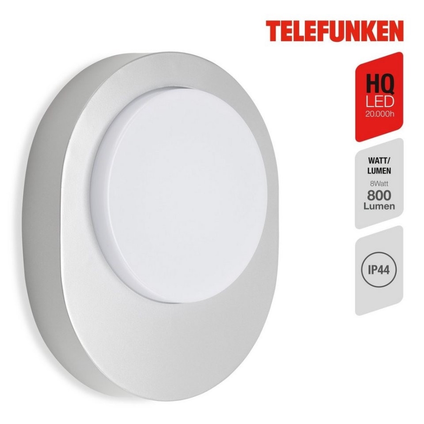 Telefunken 312004TF - LED Venkovní nástěnné svítidlo LED/8W/230V IP44 stříbrná
