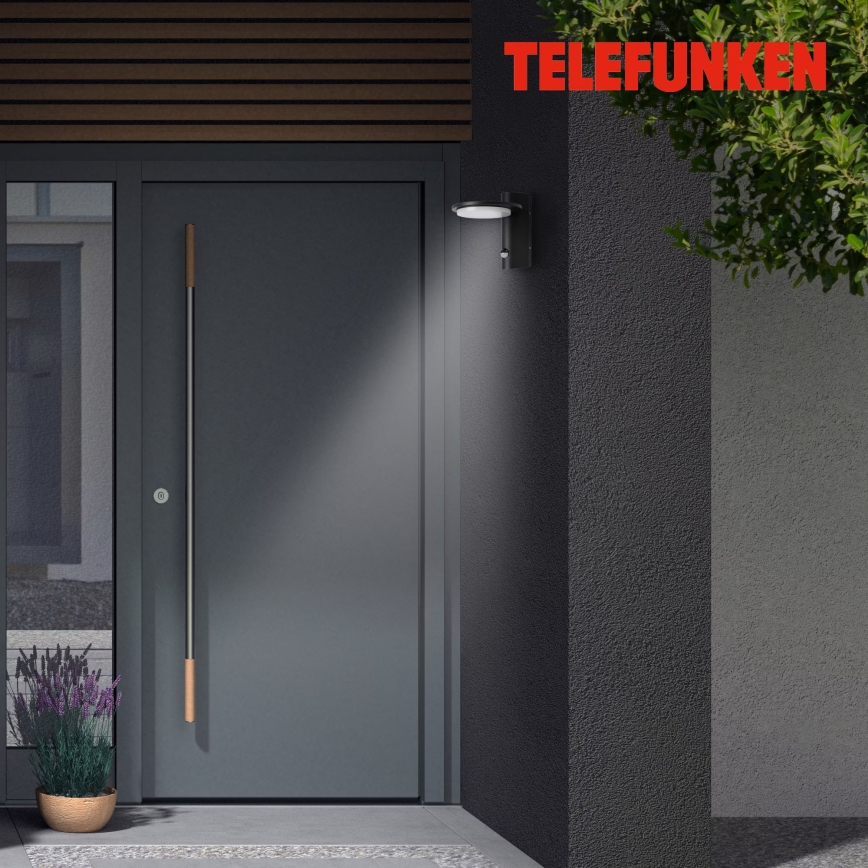 Telefunken 312505TF-LED Venkovní nástěnné svítidlo se senzorem LED/10W/230V IP44 černá