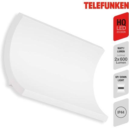 Telefunken 312806TF - LED Venkovní nástěnné svítidlo 2xLED/6W/230V IP44 bílá