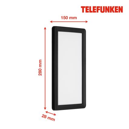 Telefunken 313605TF - LED Venkovní nástěnné svítidlo LED/16W/230V IP44 černá