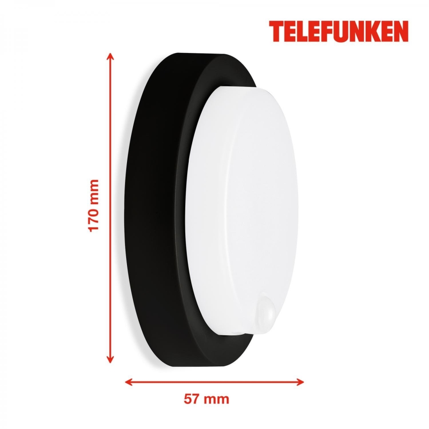 Telefunken 315305TF - LED Venkovní nástěnné svítidlo se senzorem LED/12W/230V IP44 černá