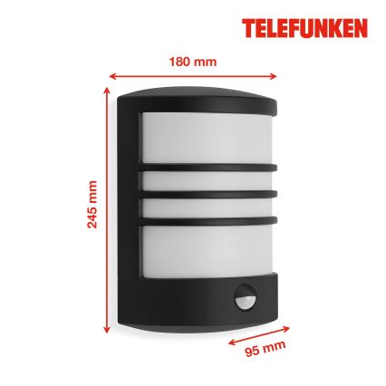Telefunken 315505TF - LED Venkovní nástěnné svítidlo se senzorem LED/12W/230V IP44 černá