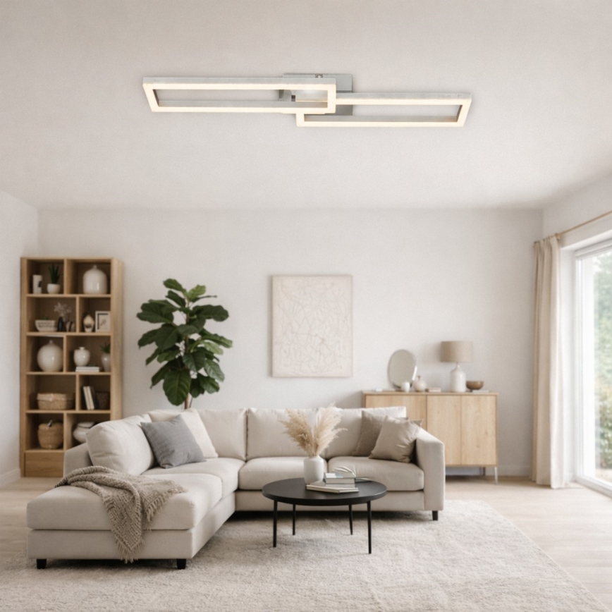 Telefunken 316108TF - LED RGBW Stmívatelné stropní svítidlo FRAME LED/40W/230V 3000-6500K Wi-Fi Tuya matný chrom