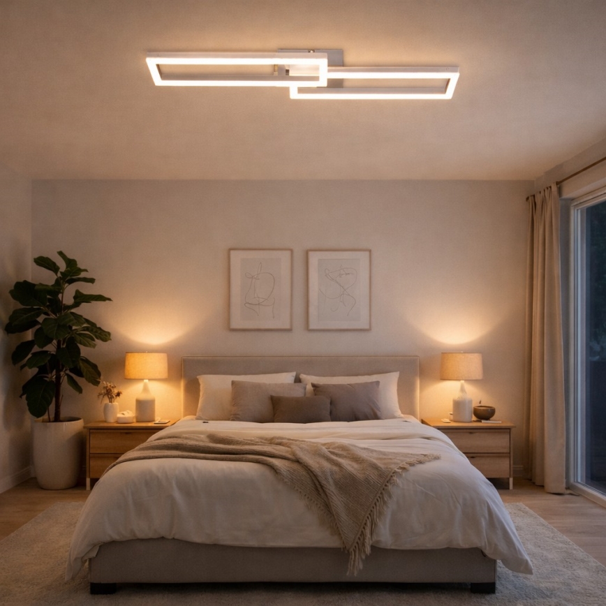 Telefunken 316108TF - LED RGBW Stmívatelné stropní svítidlo FRAME LED/40W/230V 3000-6500K Wi-Fi Tuya matný chrom