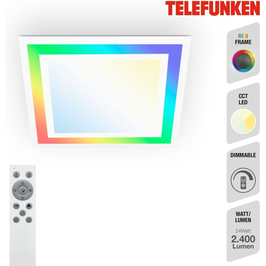 Telefunken 318806TF - LED RGBW Stmívatelné stropní svítidlo LED/24W/230V 3000-6500K + dálkové ovládání
