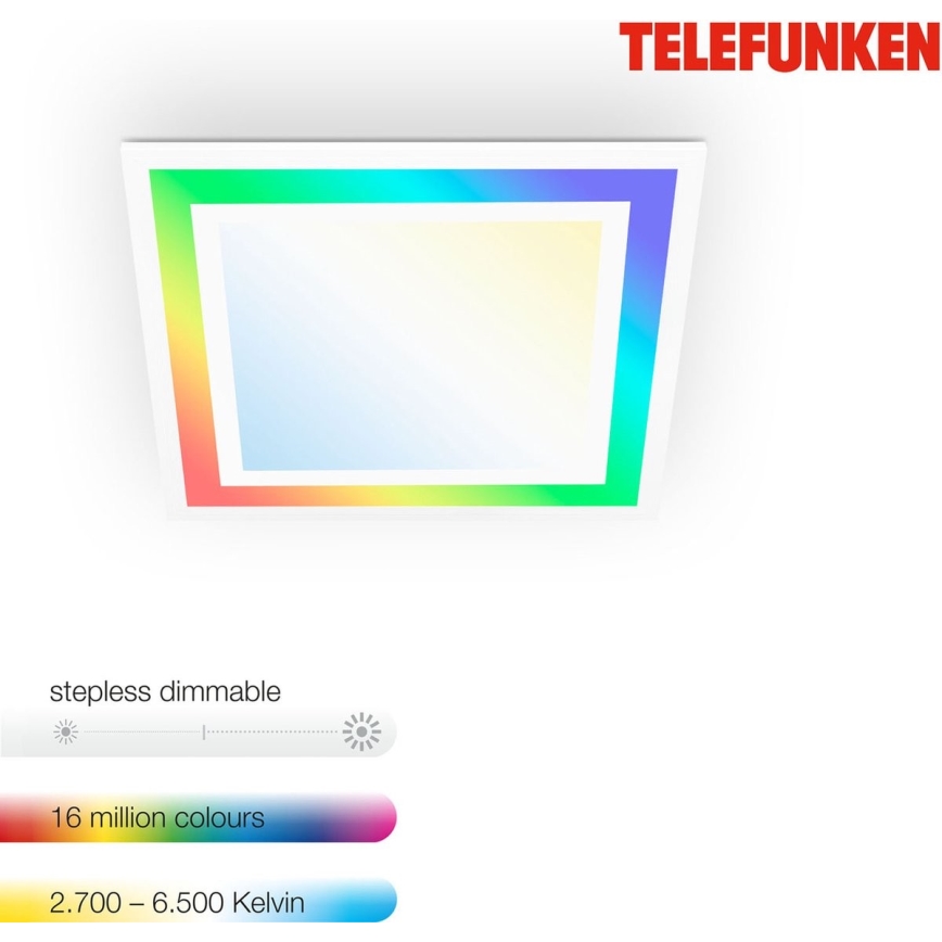 Telefunken 318806TF - LED RGBW Stmívatelné stropní svítidlo LED/24W/230V 3000-6500K + dálkové ovládání