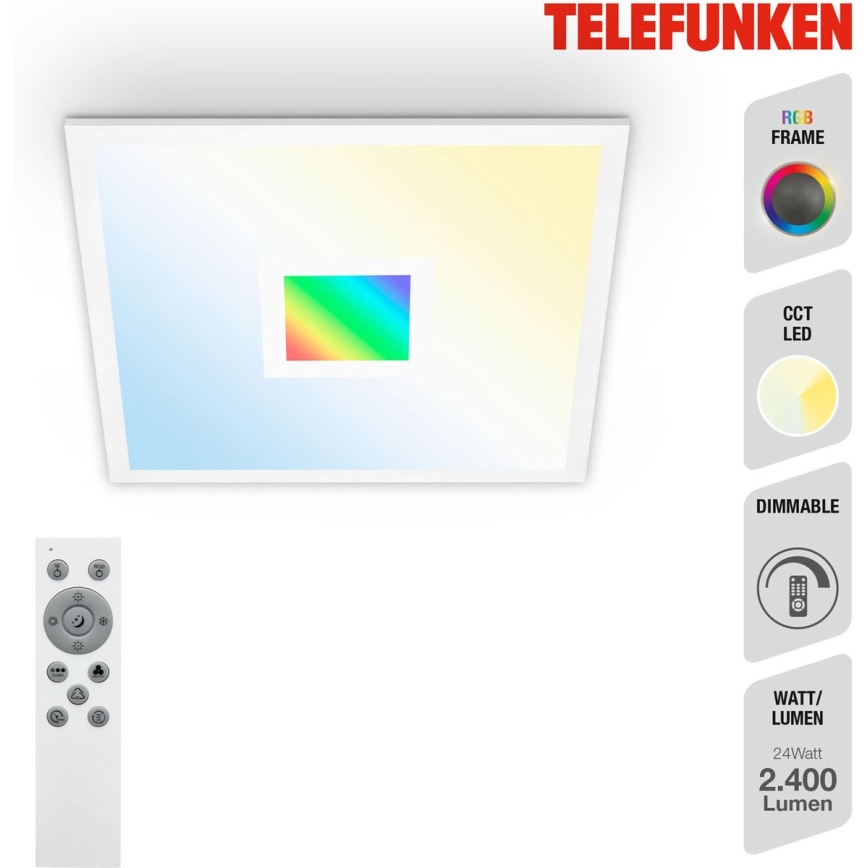 Telefunken 319106TF - LED RGBW Stmívatelné stropní svítidlo LED/24W/230V 2700-6500K bílá + dálkové ovládání