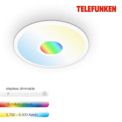 Telefunken 319306TF - LED RGBW Stmívatelné svítidlo LED/22W/230V 2700-6500K + dálkové ovládání