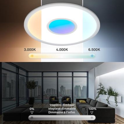 Telefunken 320104TF - LED RGBW Stmívatelné stropní svítidlo LED/21W/230V 3000-6500K pr. 45 cm + dálkové ovládání
