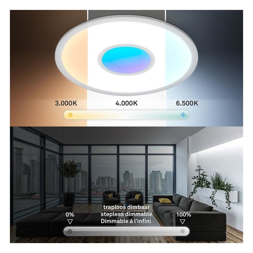 Telefunken 320104TF - LED RGBW Stmívatelné stropní svítidlo LED/21W/230V 3000-6500K pr. 45 cm + dálkové ovládání