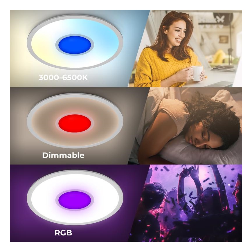 Telefunken 320104TF - LED RGBW Stmívatelné stropní svítidlo LED/21W/230V 3000-6500K pr. 45 cm + dálkové ovládání