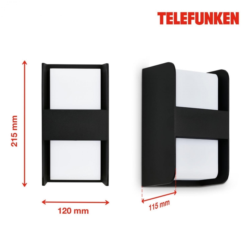 Telefunken 321005TF - Venkovní nástěnné svítidlo 1xE27/12W/230V IP44 černá