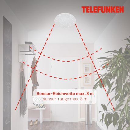 Telefunken 601706TF - LED Stropní svítidlo se senzorem LED/12W/230V pr. 27 cm