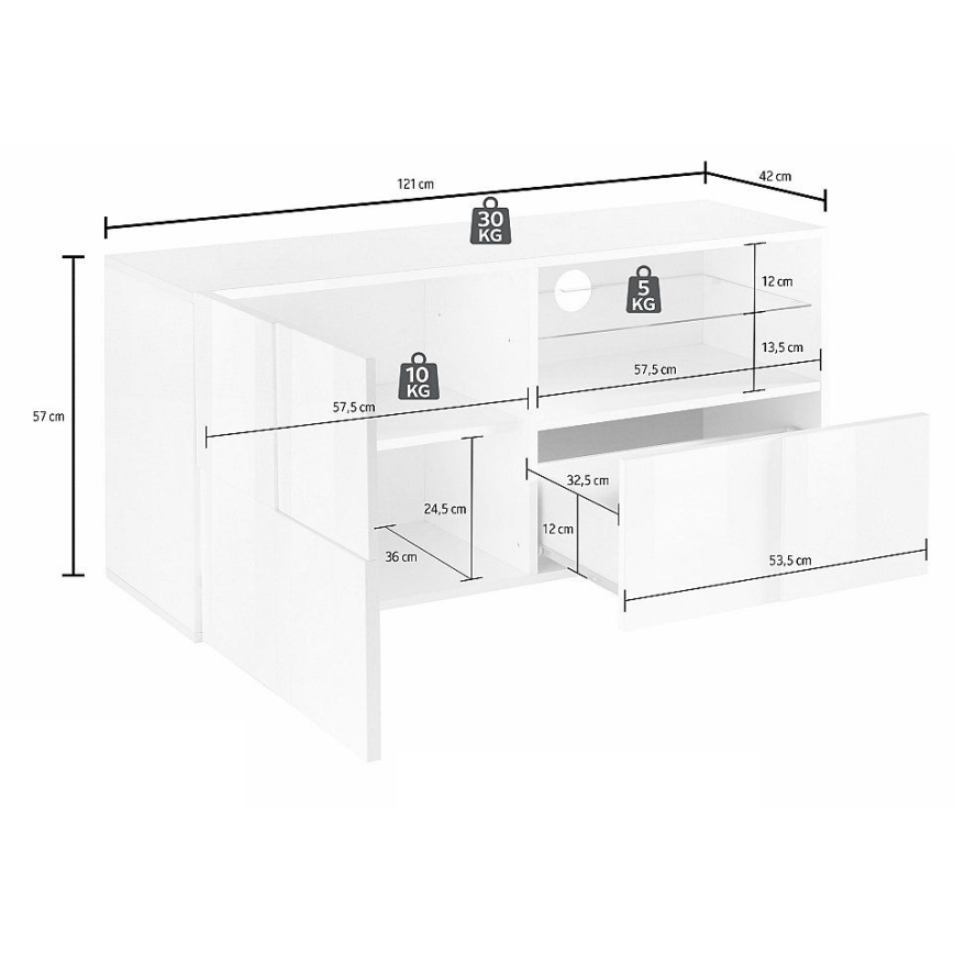 Televizní stolek ARIA 122x43 cm dub sonoma