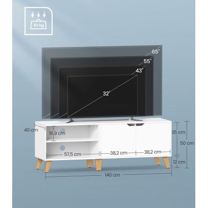 Televizní stolek BASTOR 140x40 cm bílá