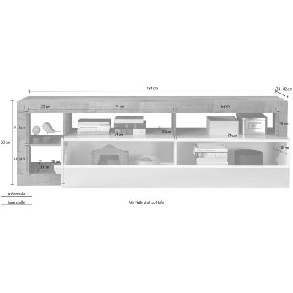 Televizní stolek LENOR bílá/antracit