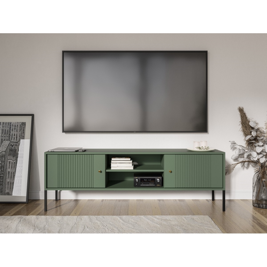 Televizní stolek LUE 155x39 cm zelená/černá