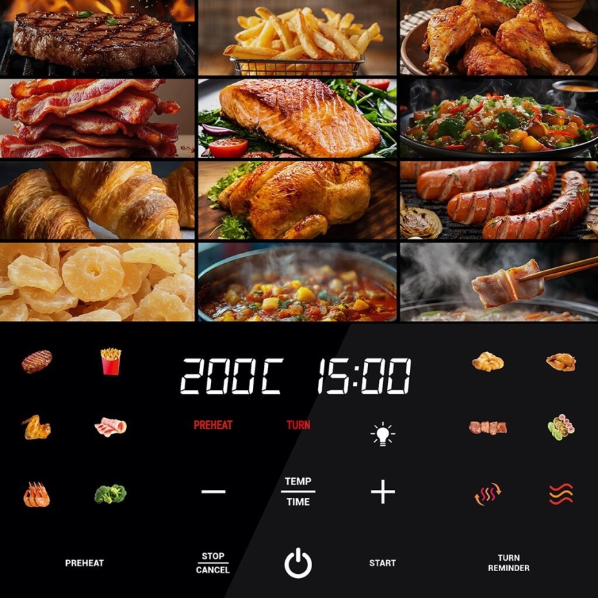 TESLA Electronics AirCook - Chytrá multifunkční digitální horkovzdušná fritéza 9 l 1700W/230V Wi-Fi