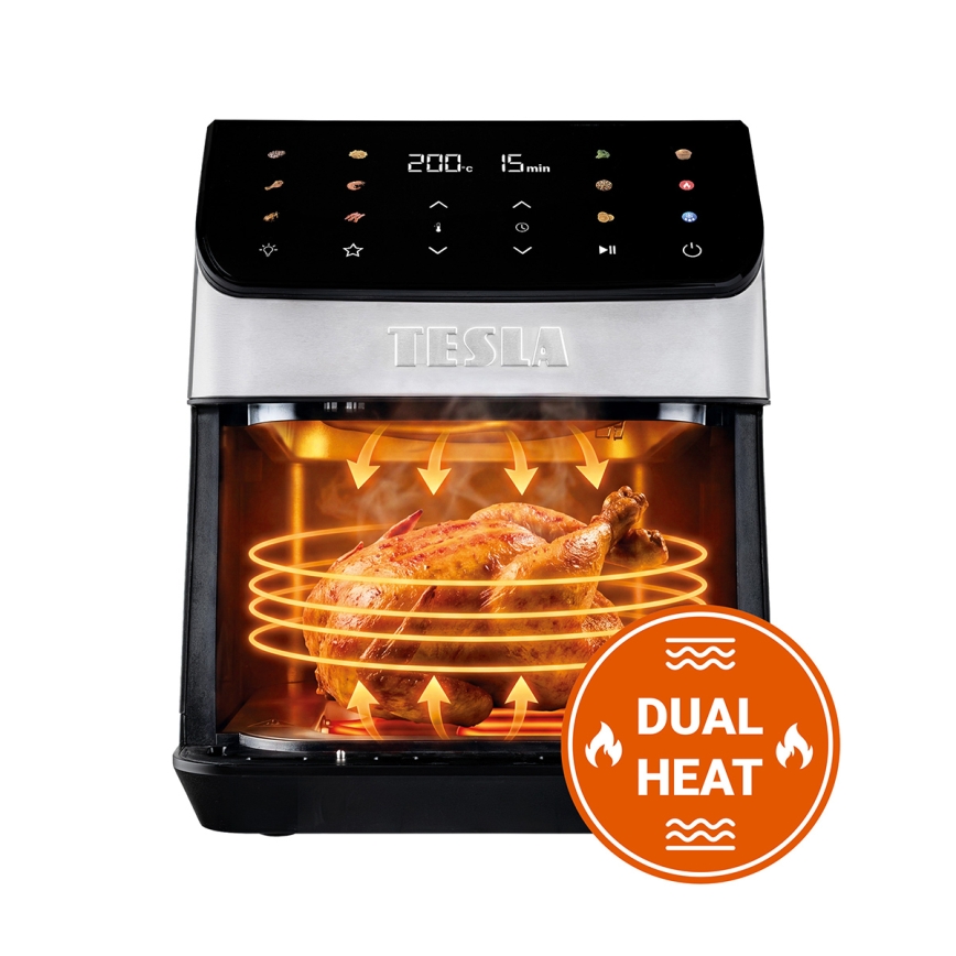 TESLA Electronics AirCook - Horkovzdušná fritéza 6,5 l 2100W/230V matný chrom/černá