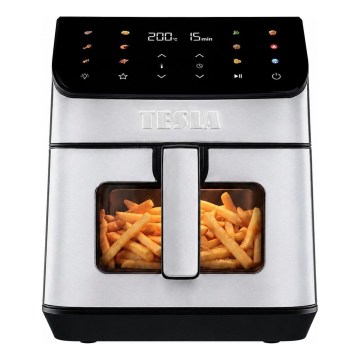 TESLA Electronics AirCook - Horkovzdušná fritéza 6,5 l 2100W/230V matný chrom/černá