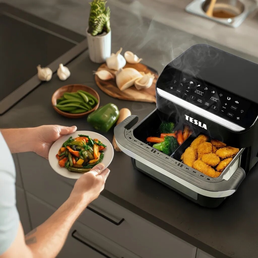 TESLA Electronics AirCook - Multifunkční duální digitální horkovzdušná fritéza 10 l 2400W/230V