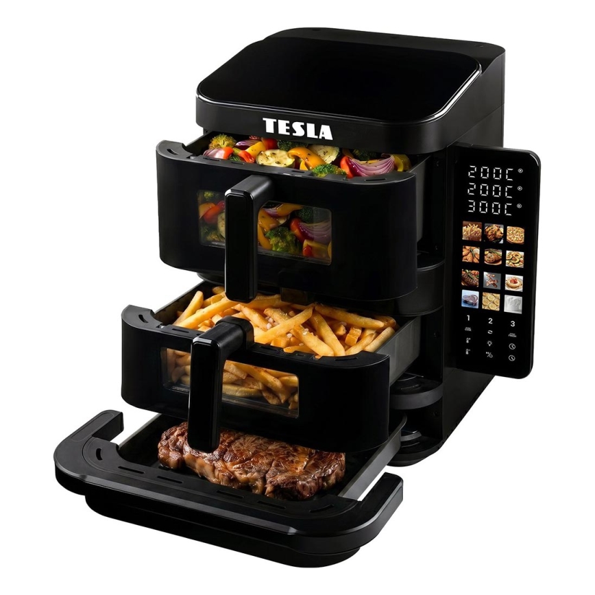 TESLA Electronics AirCook - Třízónová horkovzdušná fritéza 14,5 l 2800W/230V černá