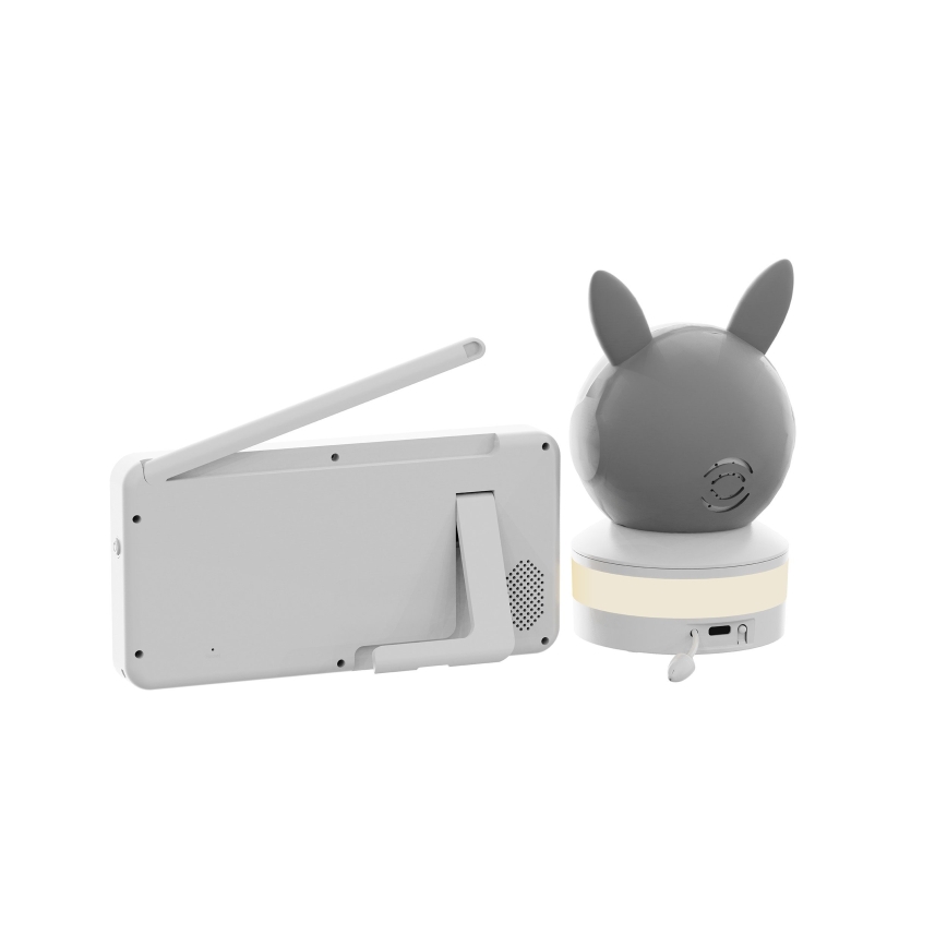 TESLA Electronics Bambino - Chytrá chůvička s monitorem 4 MP 2560p 5V 5000 mAh Wi-Fi Tuya šedá/bílá