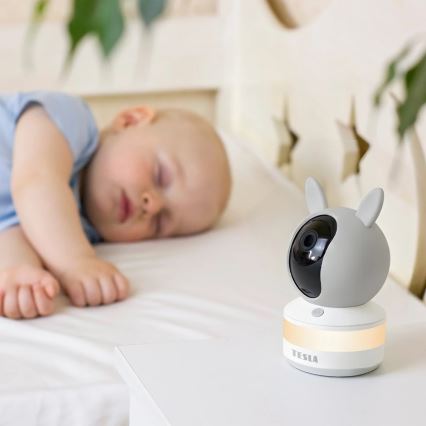 TESLA Electronics Bambino - Chytrá dětská chůvička 4 MP 2560p 5V Wi-Fi Tuya šedá/bílá