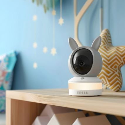 TESLA Electronics Bambino - Chytrá dětská chůvička 4 MP 2560p 5V Wi-Fi Tuya šedá/bílá