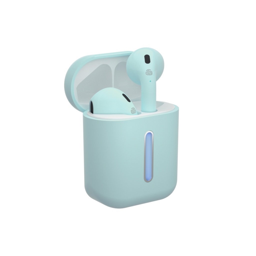 TESLA Electronics - Bezdrátová sluchátka 300 mAh + 2x 25 mAh IPX4 tyrkysová