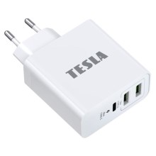 TESLA Electronics - Nabíjecí adaptér USB-C 3v1 65W bílá