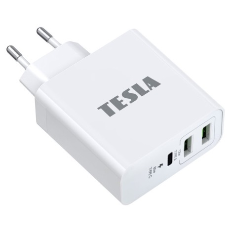 TESLA Electronics - Nabíjecí adaptér USB-C 3v1 65W bílá