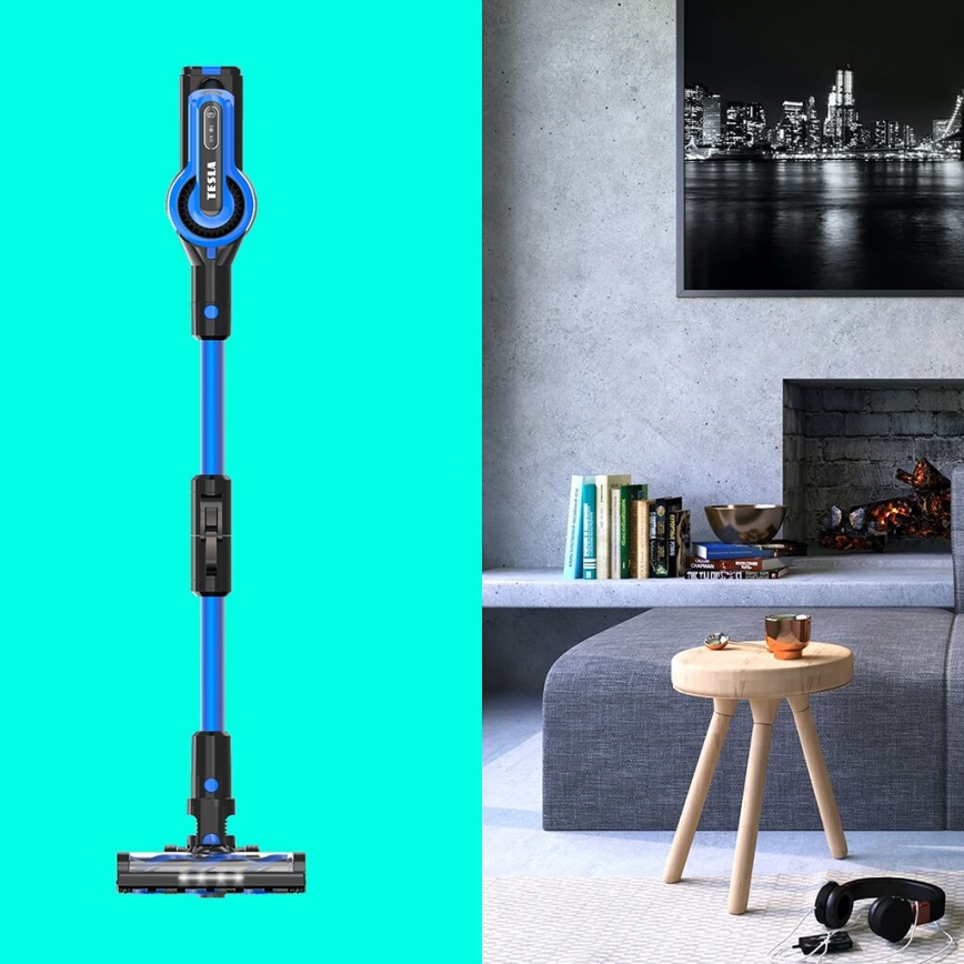 TESLA Electronics PureStar - Flexibilní bezdrátový tyčový vysavač 3v1 300W/2200 mAh černá/modrá