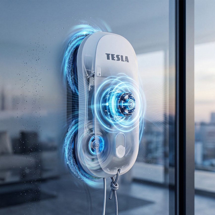 TESLA Electronics RoboStar - Čistič oken s rozprašováním vody 72W/230V/500 mAh + dálkové ovládání