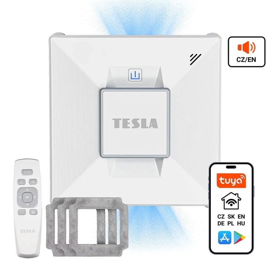 TESLA Electronics RoboStar - Chytrý čistič oken s rozprašováním vody 72W/230V/650 mAh Wi-Fi + dálkové ovládání