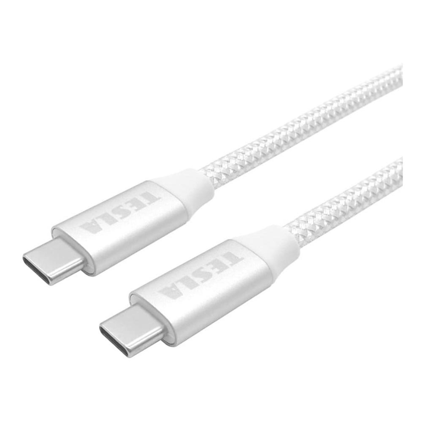 TESLA Electronics - USB kabel USB-C 3.2 konektor Power Delivery 1m 100W bílá