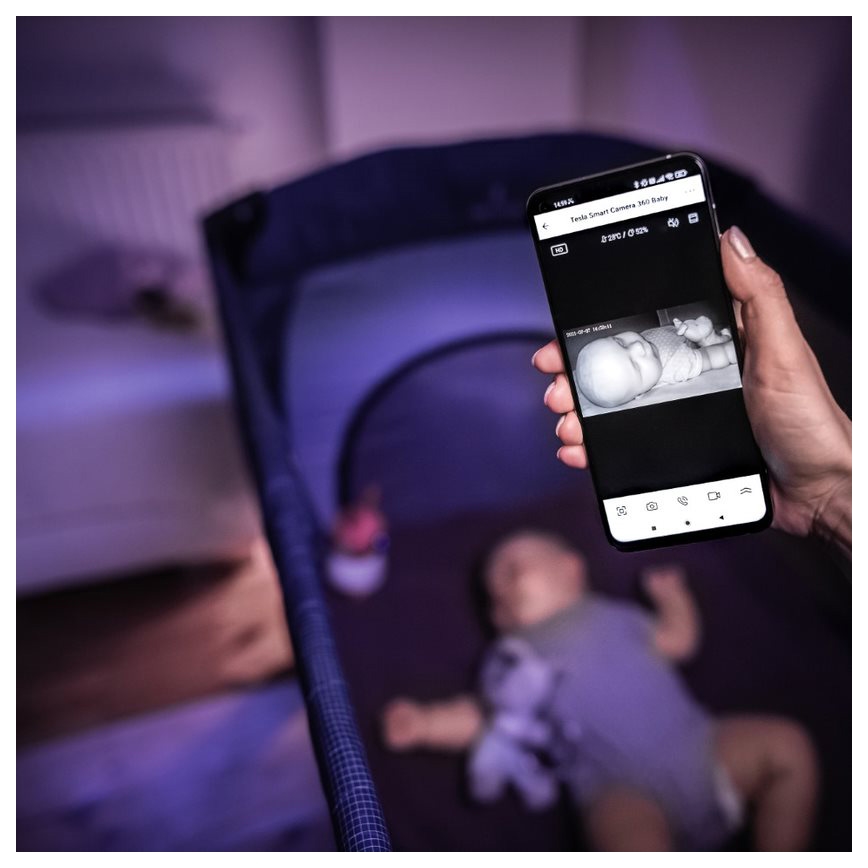 TESLA Smart - Chytrá kamera 360 Baby Full HD 1080p 5V Wi-Fi růžová