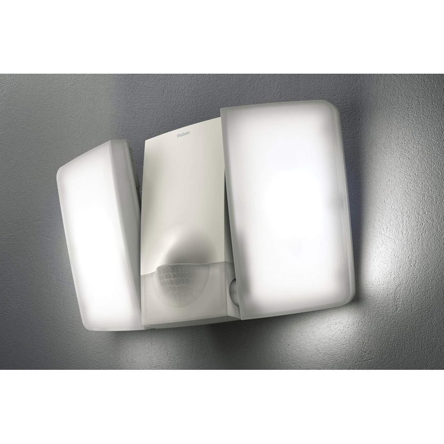 theben - LED Nástěnný reflektor se senzorem 2xLED/10W/230V bílá IP55