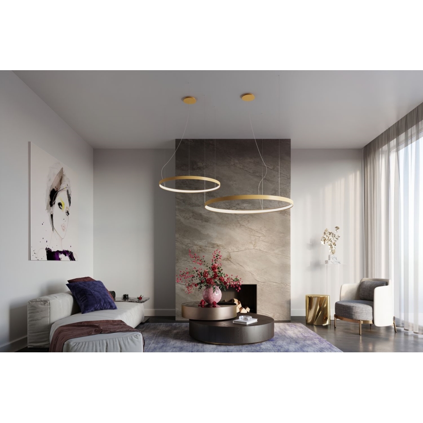 Thoro TH.174 - LED Lustr na lanku RIO LED/50W/230V CRI 90 3000K pr. 78 cm zlatá