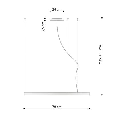 Thoro TH.181 - LED  Lustr na lanku RIO LED /50W/230V CRI 95 4000K pr. 78 cm zlatá