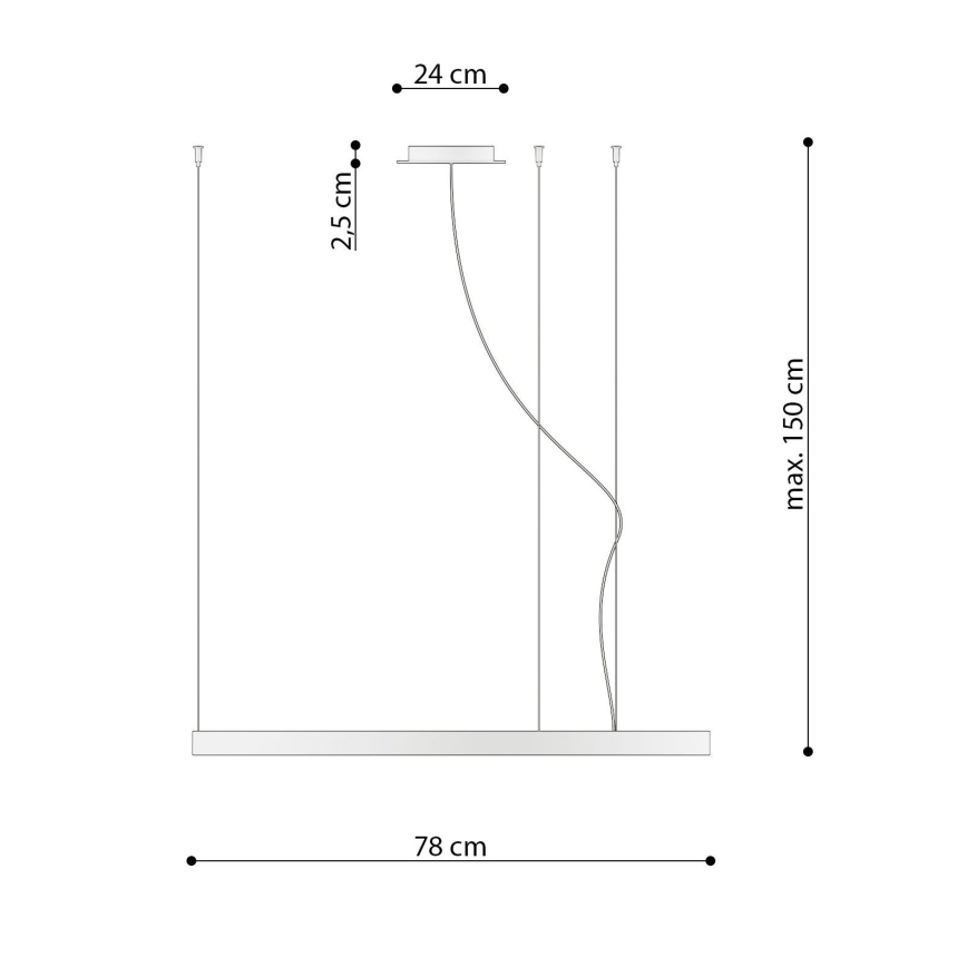Thoro TH.181 - LED  Lustr na lanku RIO LED /50W/230V CRI 95 4000K pr. 78 cm zlatá