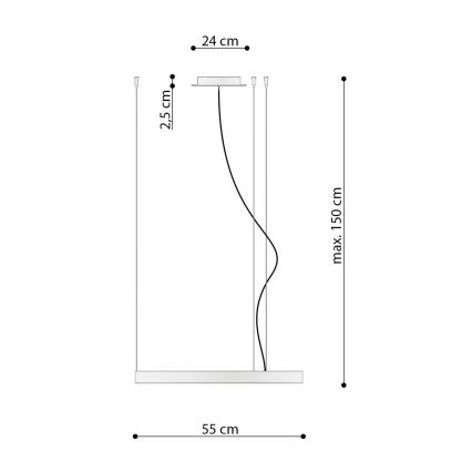 Thoro TH.216 - LED Lustr na lanku RIO LED/30W/230V CRI90 3000K pr. 55 cm zlatá