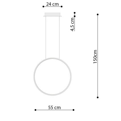 Thoro TH.221 - LED Lustr na lanku RIO LED/30W/230V CRI95 4000K pr. 55 cm zlatá