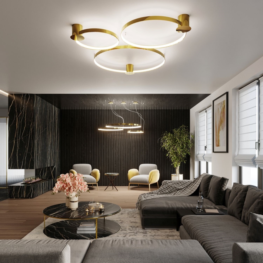 Thoro TH.246 - LED Lustr na lanku RIO LED/50W/230V CRI 90 3000K pr. 78 cm zlatá