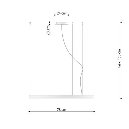 Thoro TH.246 - LED Lustr na lanku RIO LED/50W/230V CRI90 3000K pr. 78 cm zlatá