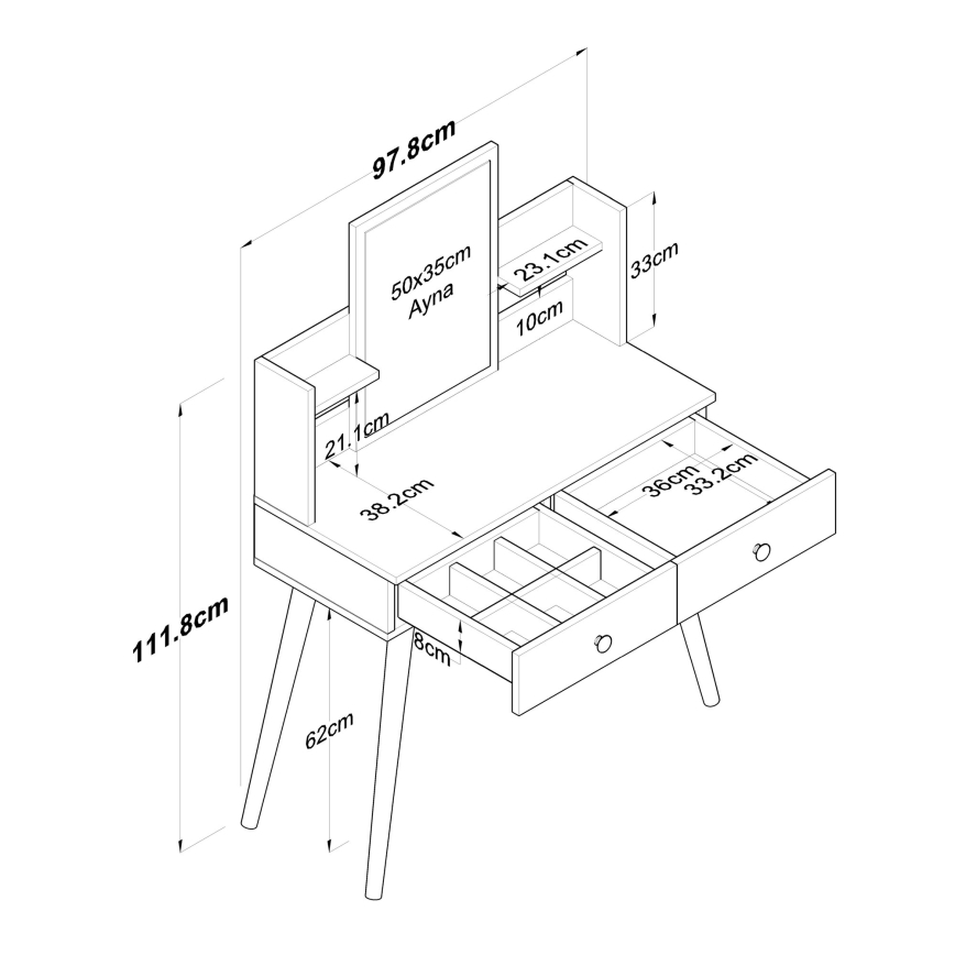 Toaletní stolek 98x40 cm bílá